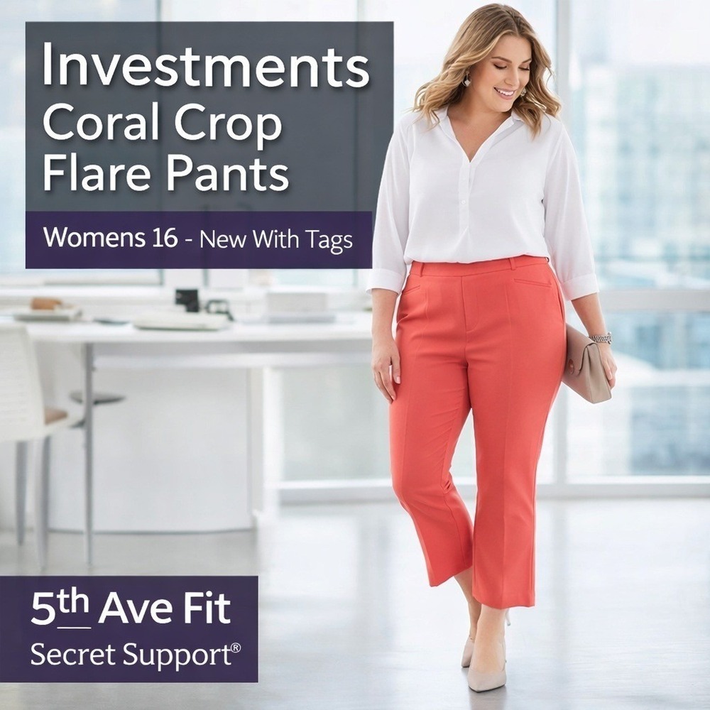 NEW Investments Womens Coral Crop Flare Pants 5th Ave Fit Size 16 Secret Support
